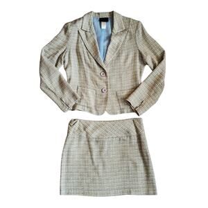 Vintage Tweed Suit Set Skirt Blazer 2 Button Y2k 90's Star City - Size 9